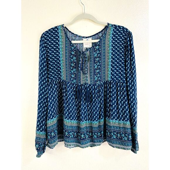 Wild Blue by Sadie Robertson Junior's Long Sleeve BOHO Peasant Top Size XL - Picture 1 of 4